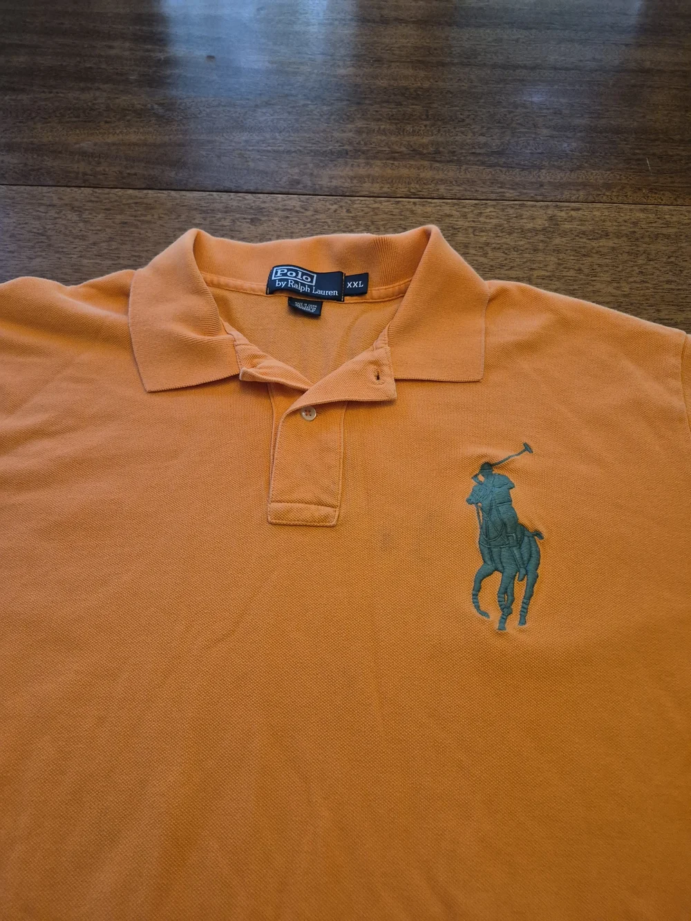 Polo by Ralph Lauren Orange Short-Sleeve Polo with Teal Large  Pony Size 2XL